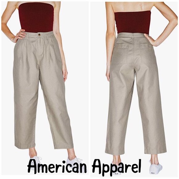 American Apparel Women's Twill Pleated Pant. Khaki.  Size 27 - Picture 1 of 9
